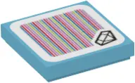 Medium Azure Tile 2 x 2 with Super Mario Scanner Code Hidden Gem Pattern 3 (Sticker) - Set 71401