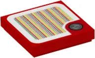 Red Tile 2 x 2 with Super Mario Scanner Code Coin, Round Corner Pattern (Sticker) - Set 71401