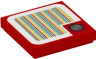 Red Tile 2 x 2 with Super Mario Scanner Code Coin, Square Corner Pattern (Sticker) - Set 71401