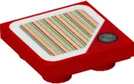 Red Tile, Modified 2 x 2 Inverted with Super Mario Scanner Code Coin, Triangle Corner Pattern (Stick