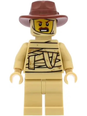 Tractor Driver - Tan Mummy Costume, Reddish Brown Fedora Hat