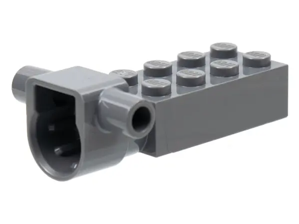 Dark Bluish Gray Brick, Modified 2 x 4 with Rip Cord Track and Pin Socket (Ninjago Spinjitzu Top)