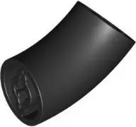 Black Brick, Round 2 x 2 D. 45 degrees Elbow (27.7mm Standing Height)