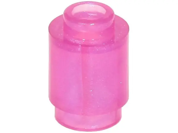Satin Trans-Dark Pink Brick, Round  1 x 1