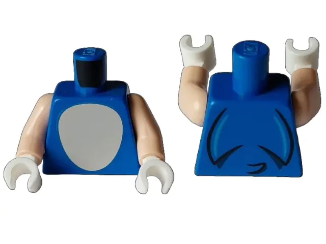 Torso Light Nougat Oval Stomach with Medium Azure Curved Lines and Black Spines and Tail on Back Pat