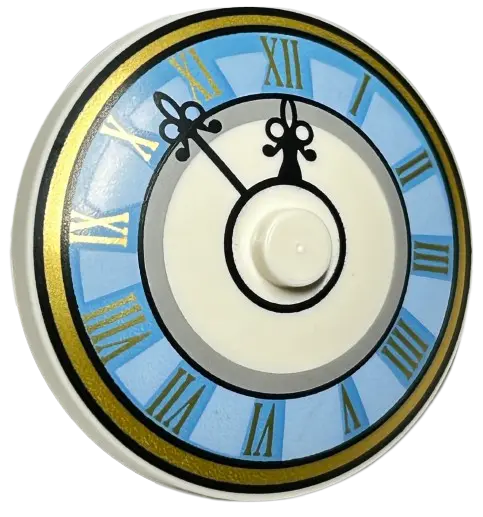 White Dish 4 x 4 Inverted (Radar) with Solid Stud with Bright Light Blue and Medium Blue Clock Face 