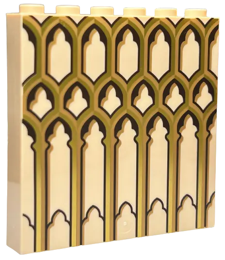 Light Nougat Panel 1 x 6 x 5 with Gold Arches and Pillars Pattern