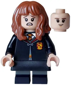Hermione Granger - Gryffindor Robe Clasped, Black Skirt, Black Short Legs with Dark Bluish Gray Stri