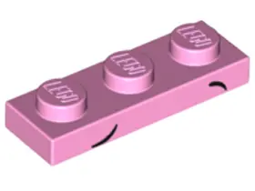 Bright Pink Plate 1 x 3 with 2 Small Black Arcs, Low and High Pattern (Unikitty Eyebrows)