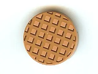 Medium Nougat Tile, Round 2 x 2 with Bottom Stud Holder with Waffle Pattern