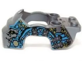 Flat Silver Flywheel Fairing Gorilla Shape with Dark Azure and Silver Markings and Leaves Pattern