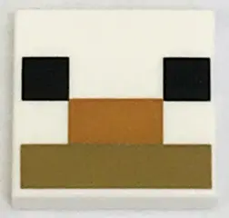 White Tile 2 x 2 with Black Squares, Medium Nougat and Dark Tan Rectangles Pattern (BrickHeadz Minec