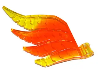 Trans-Orange Hero Factory Wing, Feathered with Axle Hole with Marbled Trans-Yellow Pattern