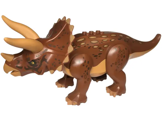 Medium Nougat Dinosaur Triceratops with Reddish Brown Back and Medium Nougat and Dark Brown Markings