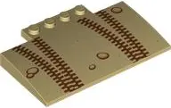 Tan Slope, Curved 5 x 8 x 2/3 with 4 Studs with Skidmarks and Stones Pattern