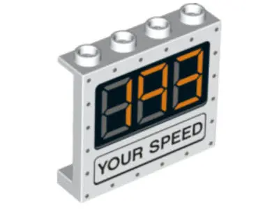 White Panel 1 x 4 x 3 with Side Supports - Hollow Studs with '193' and 'YOUR SPEED' Pattern