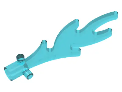 Trans-Light Blue Wave Rounded Straight with Bar End and Small Pins (Castle Dragon Flame / Seaweed / 