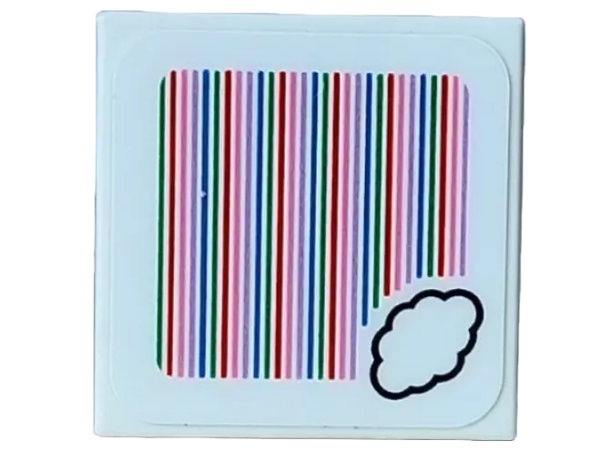 White Tile 2 x 2 with Super Mario Scanner Code Cloud Pattern (Sticker) - Set 71441