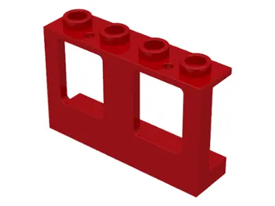 Red Window 1 x 4 x 2 Plane, Single Top Hole and Single Bottom Hole for Glass