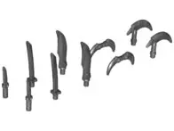 Pearl Dark Gray Minifigure, Weapon Pack Hooks, Knives, and Swords, 10 in Bag (Multipack)