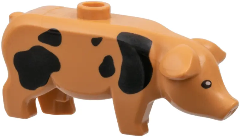 Nougat Pig with Black Eyes and Spots and White Pupils Pattern