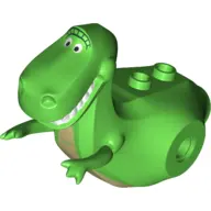 Bright Green Dinosaur Body 'Rex', Rubber Front Feet with Dark Tan Stomach and Eyebrows Pattern
