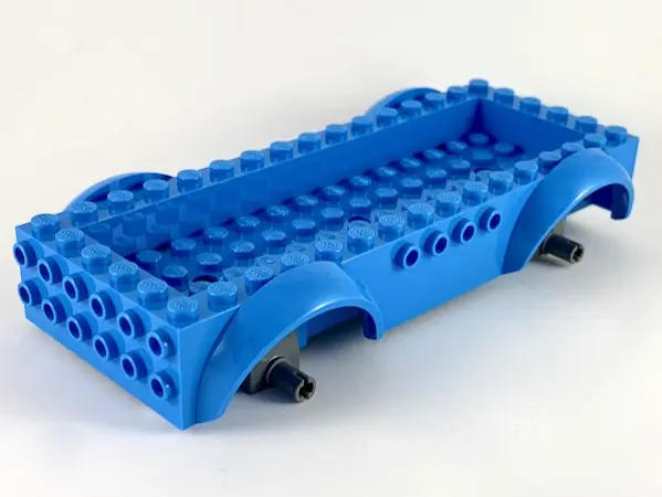 Dark Azure Vehicle, Base 8 x 16 x 2 1/2 with Mudguards Raised, 4 x 14 Recessed Center with 3 Holes, 