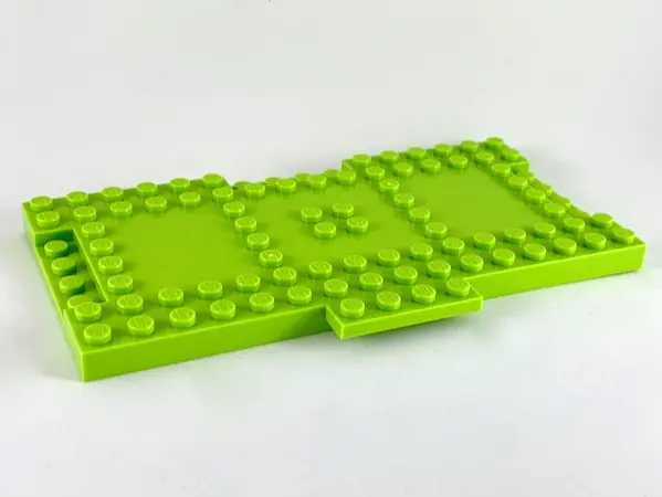 Lime Brick, Modified 8 x 16 x 2/3 with 1 x 4 Indentations and 1 x 4 Plate