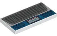 White Tile 2 x 4 with Vehicle Dark Bluish Gray Grille, Dark Azure Bumper and 'B3N604' Pattern