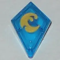 Trans-Dark Blue Tile, Modified 1 x 2 Diamond with Bar with Gold Wave Pattern