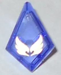 Trans-Purple Tile, Modified 1 x 2 Diamond with Bar with Gold Wings Pattern