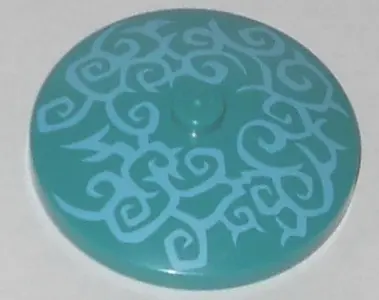 Dark Turquoise Dish 4 x 4 Inverted (Radar) with Solid Stud with Sand Blue Swirls Pattern