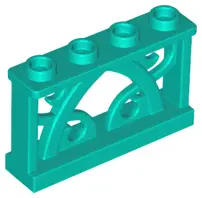 Dark Turquoise Fence 1 x 4 x 2 Ornamental with 4 Studs