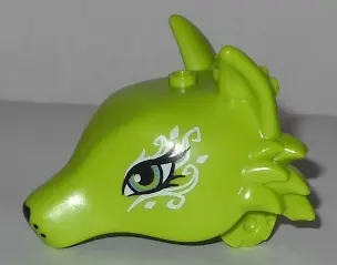 Lime Fox Head with Eyes and White Swirls Pattern