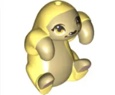 Bright Light Yellow Sloth, Friends Style with Molded Tan Face, Stomach and Paws and Printed Bright L