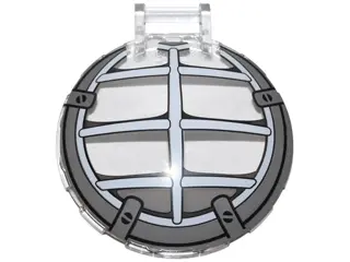 Trans-Clear Dish 6 x 6 Inverted with Bar Handle with Ninjago Mech Cockpit Pattern