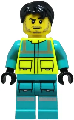 Paramedic - Male, Dark Turquoise and Neon Yellow Safety Vest, Legs with Silver Reflective Stripes, B