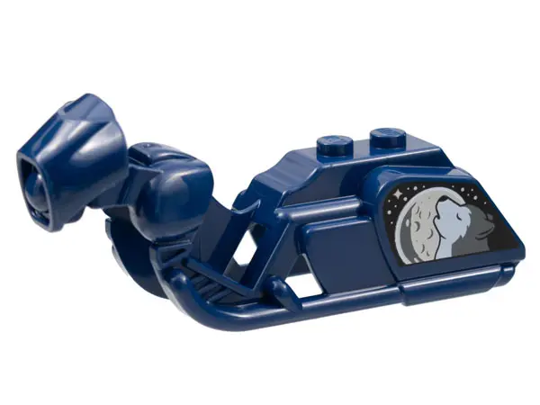 Dark Blue Motorcycle Fairing, Stuntz Touring Bike with Howling Wolf, Moon, and Stars Pattern