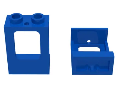 Blue Window 1 x 2 x 2 Plane, Single Hole Top and Bottom for Glass
