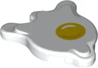 White Tile, Round 2 x 2 Splat with Side Extensions with Egg Yolk Pattern