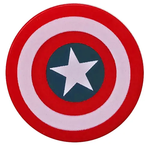 Red Tile, Round 2 x 2 with Bottom Stud Holder with Captain America Star Pattern