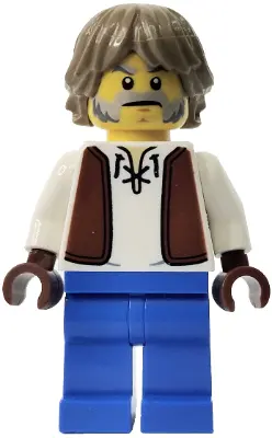 - White Shirt with Reddish Brown Vest, Blue Legs, Dark Tan Hair