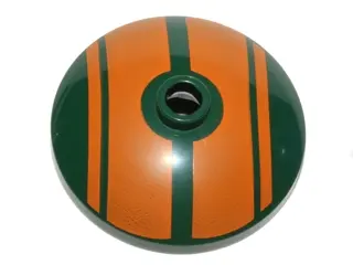 Dark Green Dish 3 x 3 Inverted (Radar) with Orange Stripes Pattern
