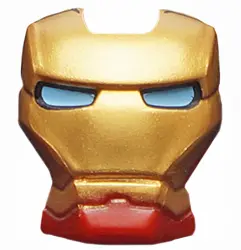 Dark Red Minifigure, Visor Top Hinge with Gold Face Shield and Bright Light Blue Eyes Pattern