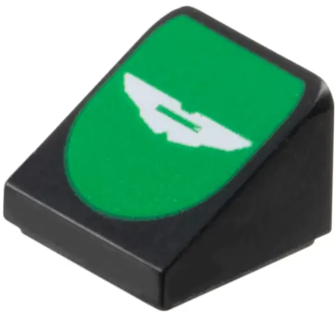 Black Slope 30 1 x 1 x 2/3 with White Aston Martin Logo on Green Background Pattern