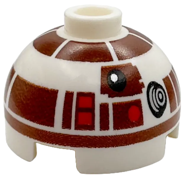 Brick, Round 2 x 2 Dome Top with Reddish Brown Panels and Band Around Dome Pattern (R7-D4)