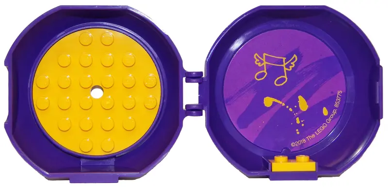 Dark Purple Container, Pod with Bright Light Orange 6 x 6 Round Plate and Bright Light Orange 1 x 2 