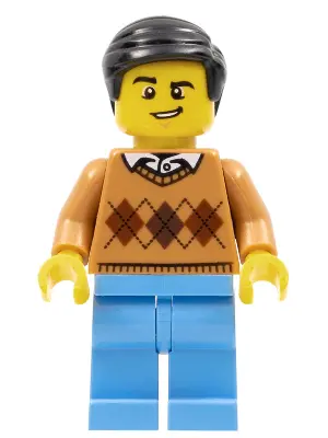 Dad - Medium Nougat Argyle Sweater, Medium Blue Legs, Black Smooth Hair