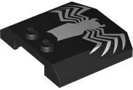 Black Wedge 4 x 4 x 2/3 Triple Curved with White Spider Wide Abdomen Pattern