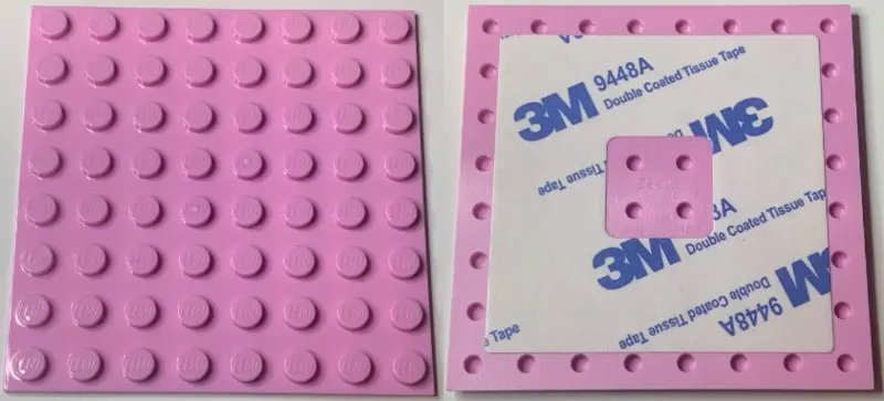 Bright Pink Plate, Modified 8 x 8 with Double-Sided Adhesive Tape on Back